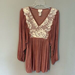 Allie Rose Blush Dolman Sleeve Blouse Size L